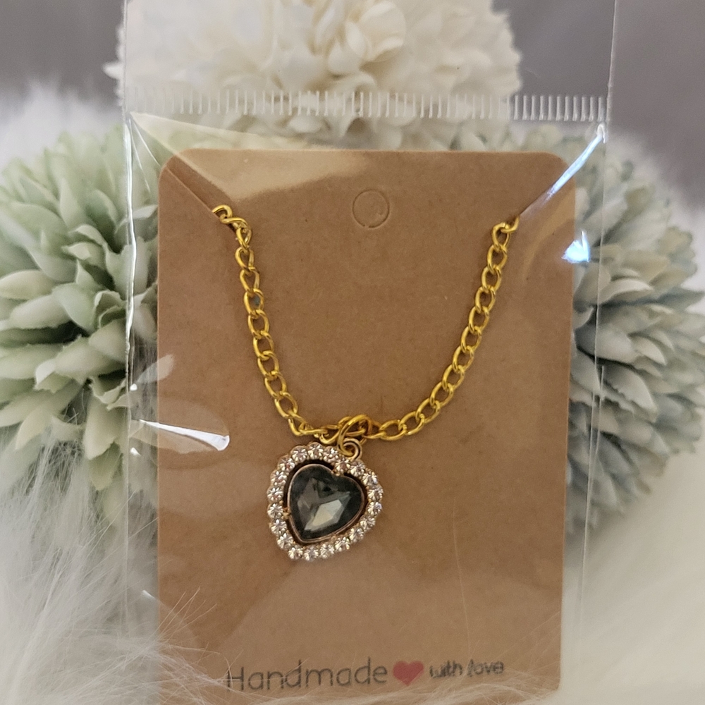Handmade Gold Heart Necklace with Silver Accents